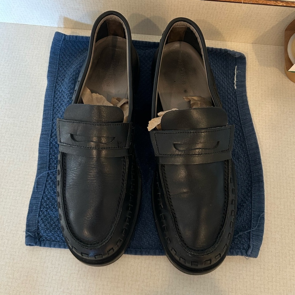 All Saints Black Leather Sammy Loafers